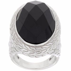 Fado Sterling Silver Forget-Me-Not Black Onyx Ring